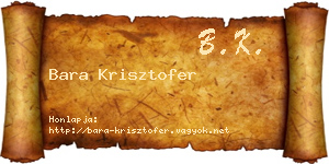 Bara Krisztofer névjegykártya